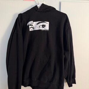 Brandy Melville Black Hoodie with Eye Graphic
